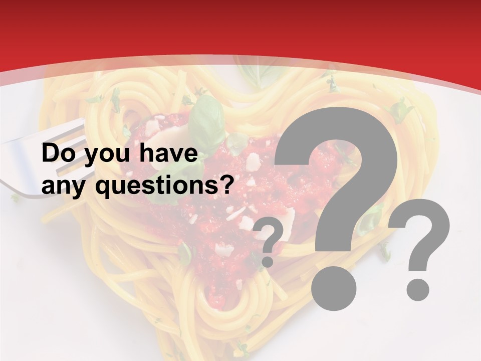 A Plate Of Spaghetti With A Heart Shaped Fork On It PowerPoint Template