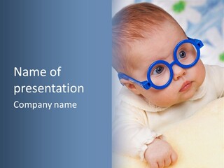 A Baby With Blue Glasses Is Laying On A Blanket PowerPoint Template