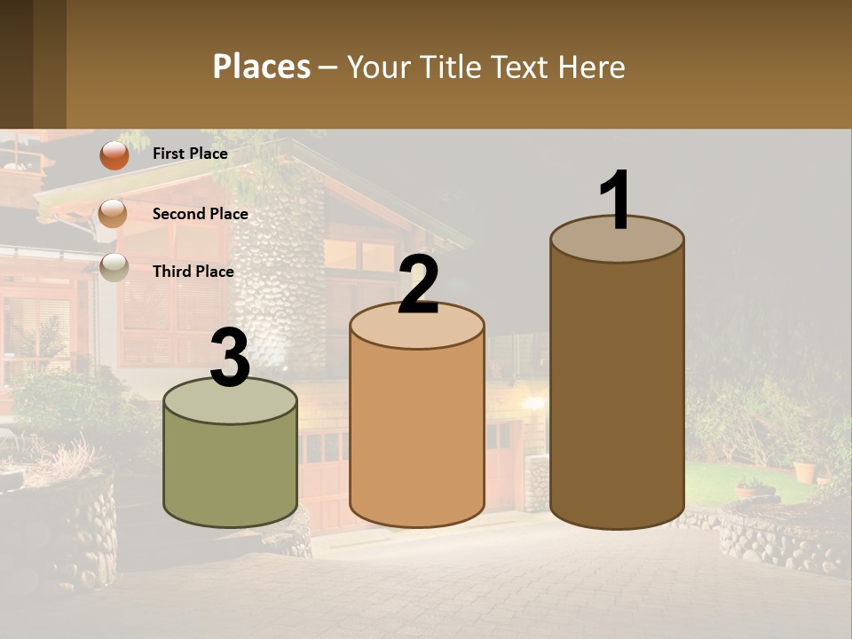 A House Is Lit Up At Night With Lights On PowerPoint Template