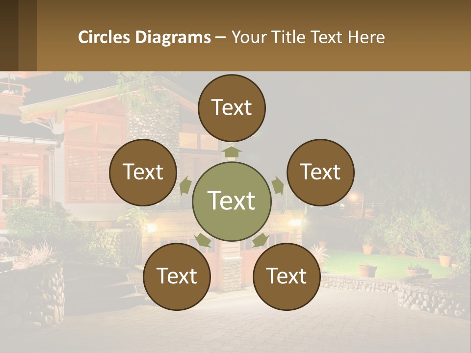 A House Is Lit Up At Night With Lights On PowerPoint Template