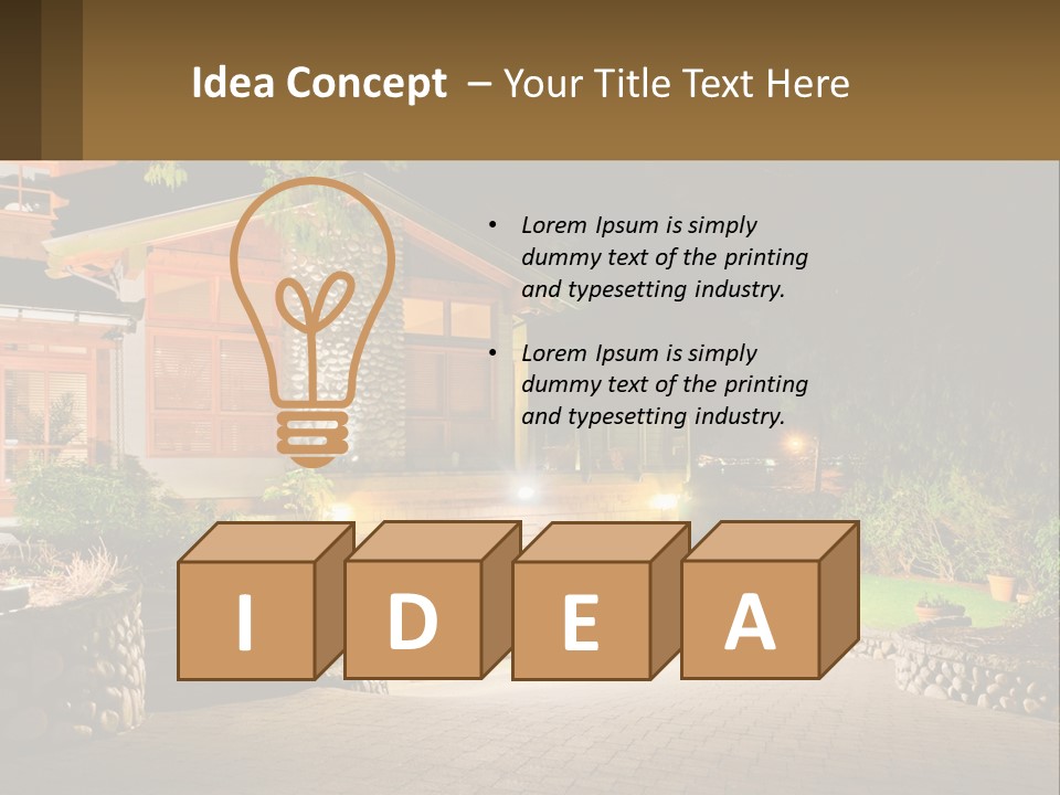 A House Is Lit Up At Night With Lights On PowerPoint Template