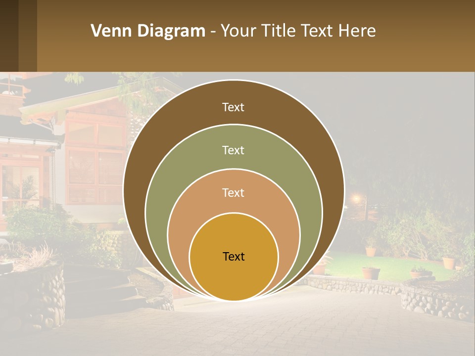 A House Is Lit Up At Night With Lights On PowerPoint Template