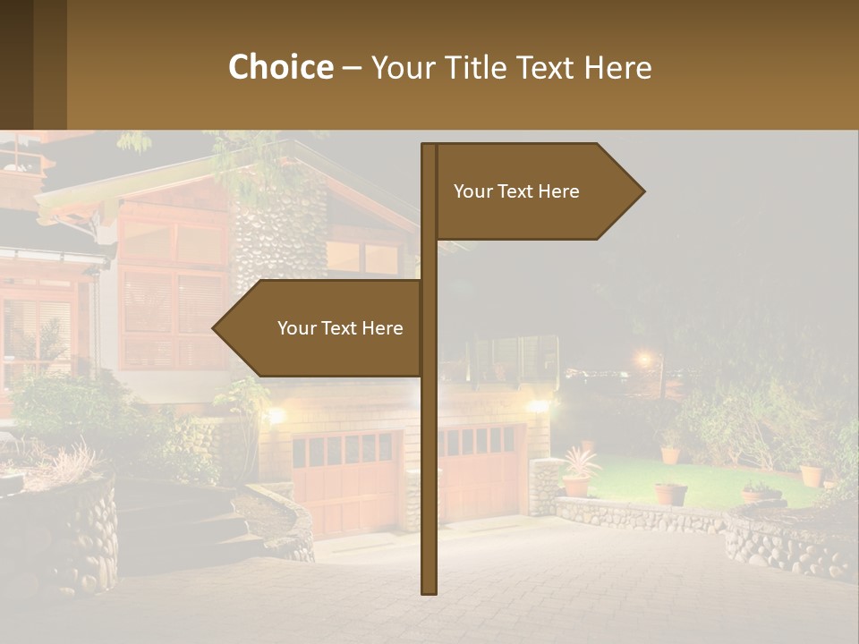 A House Is Lit Up At Night With Lights On PowerPoint Template