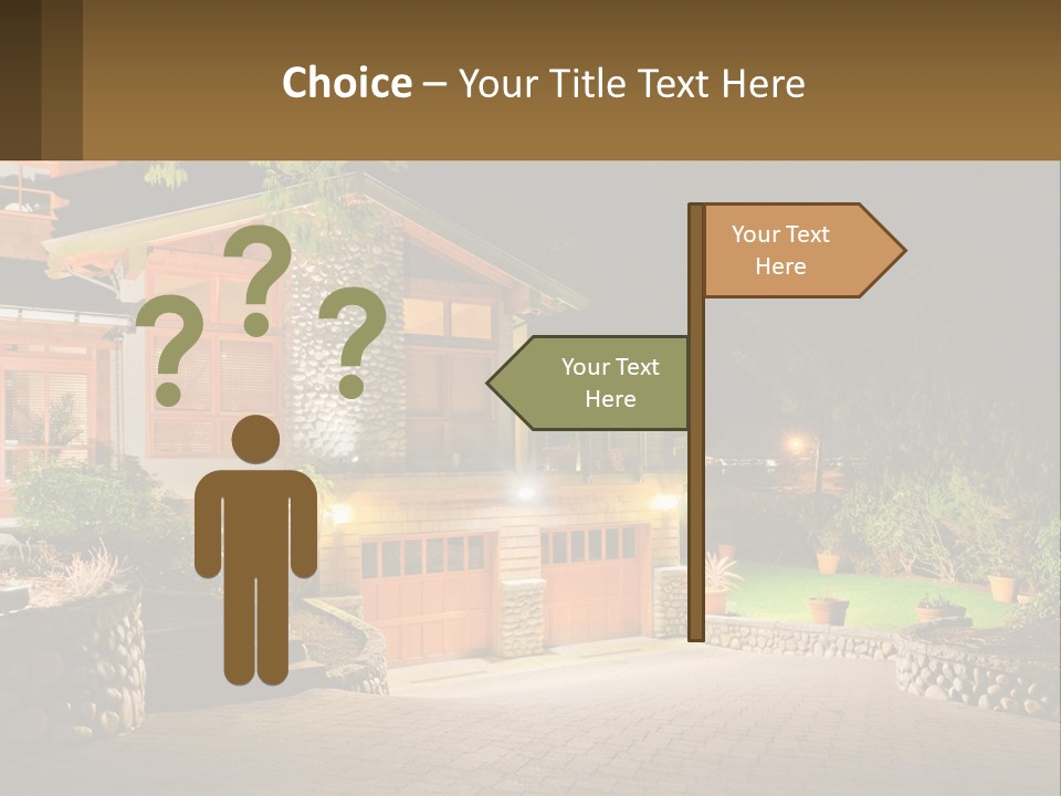 A House Is Lit Up At Night With Lights On PowerPoint Template