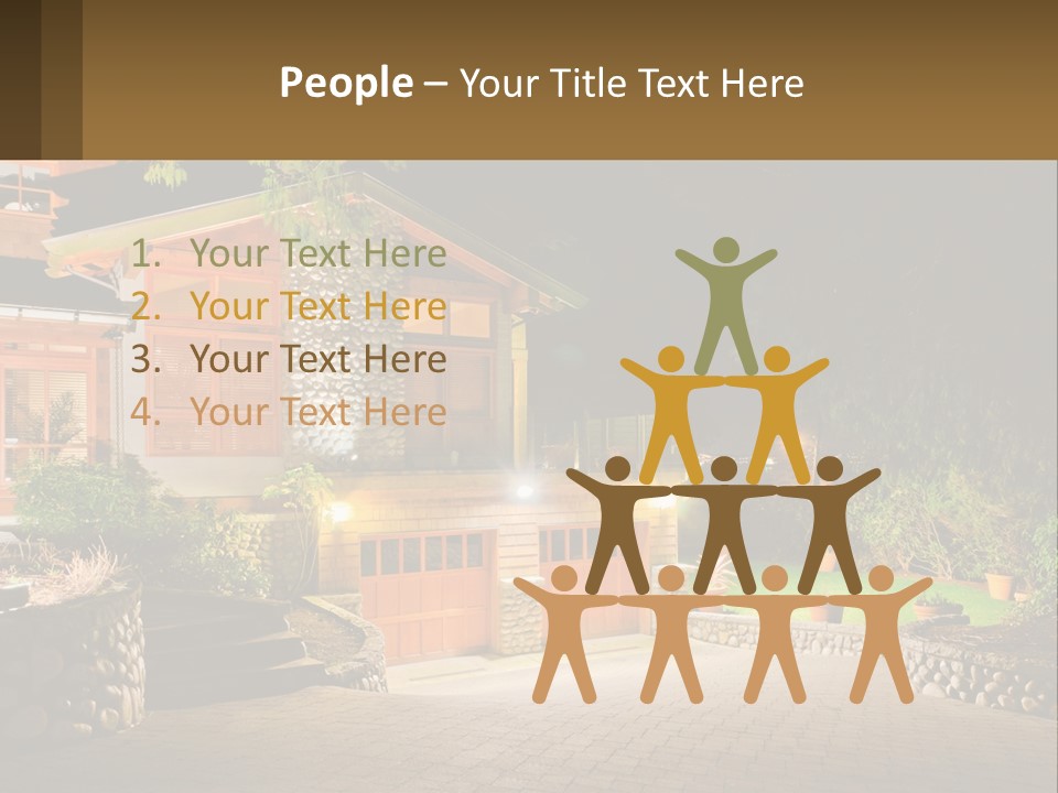 A House Is Lit Up At Night With Lights On PowerPoint Template