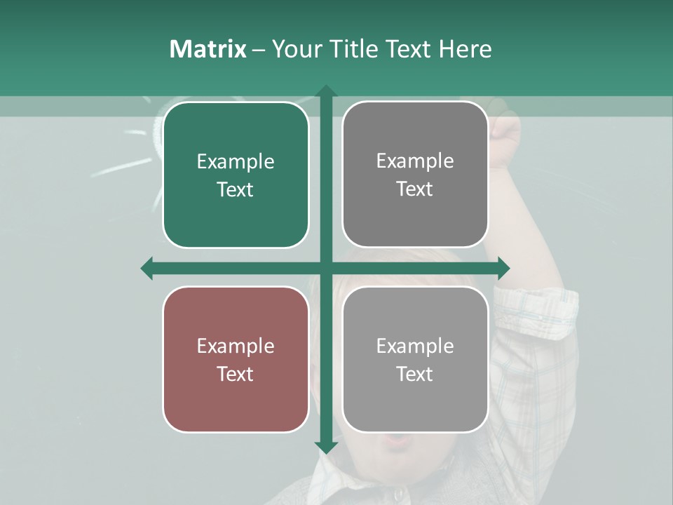 A Young Boy Pointing At A Light Bulb On A Chalkboard PowerPoint Template