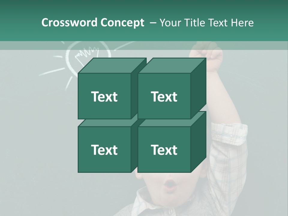 A Young Boy Pointing At A Light Bulb On A Chalkboard PowerPoint Template