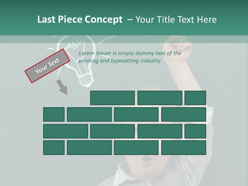 A Young Boy Pointing At A Light Bulb On A Chalkboard PowerPoint Template