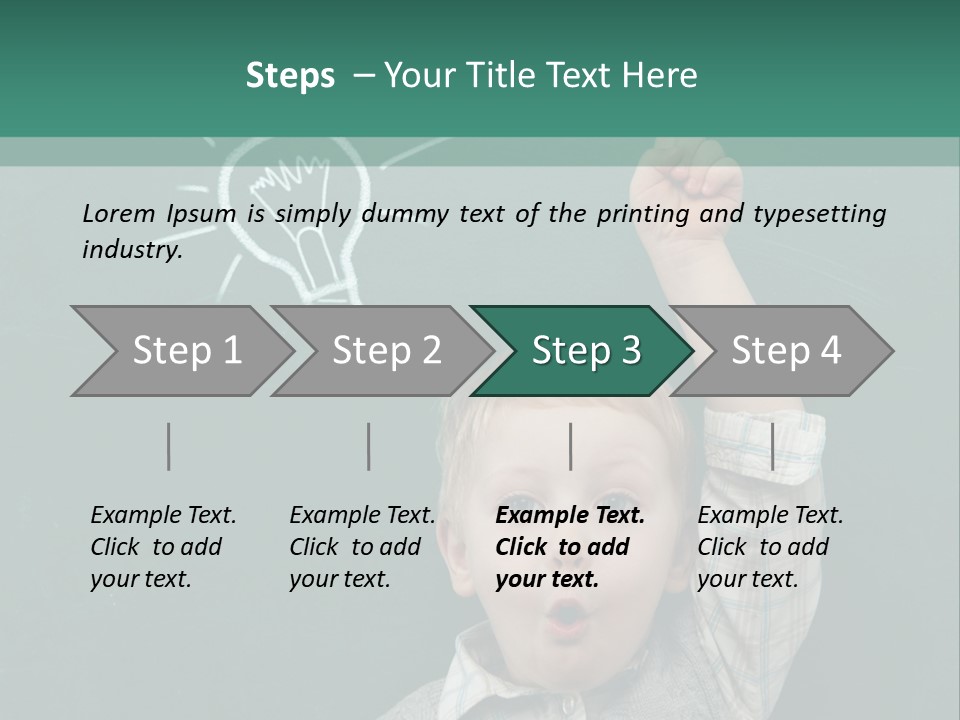 A Young Boy Pointing At A Light Bulb On A Chalkboard PowerPoint Template