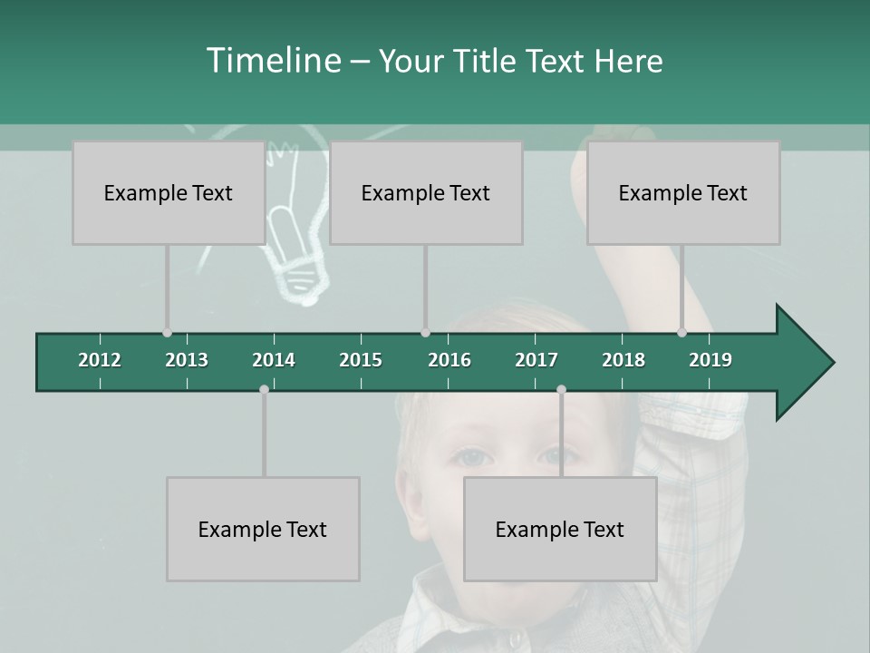 A Young Boy Pointing At A Light Bulb On A Chalkboard PowerPoint Template