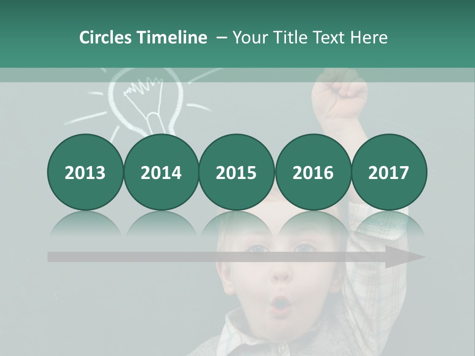 A Young Boy Pointing At A Light Bulb On A Chalkboard PowerPoint Template