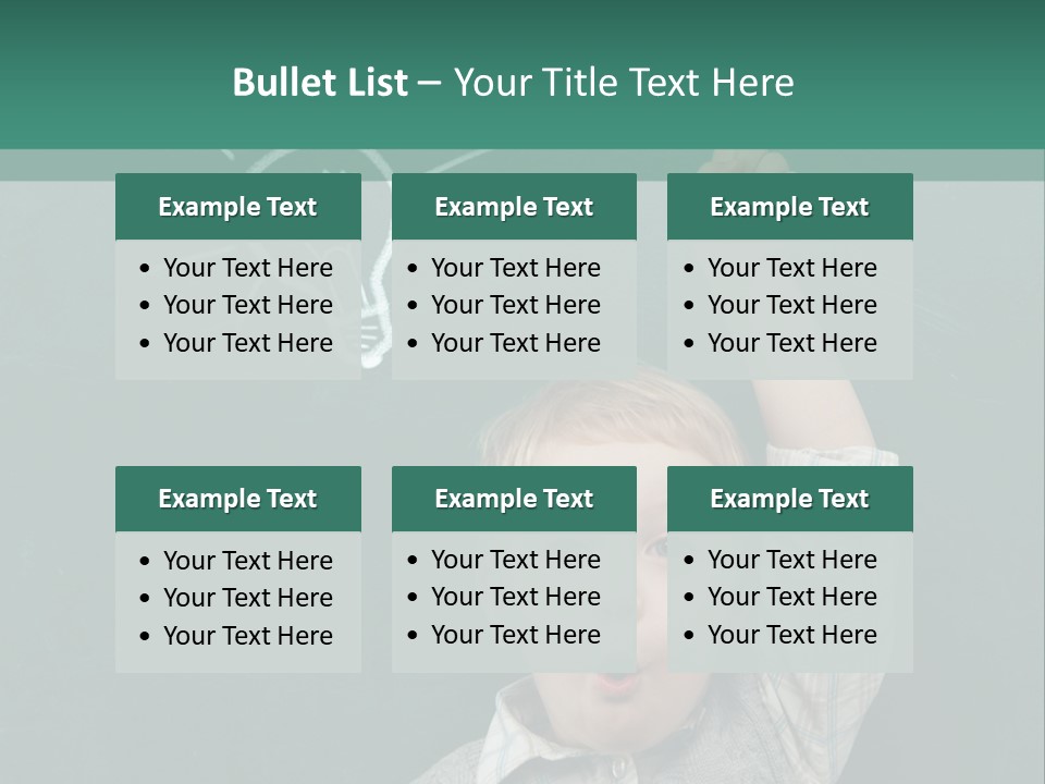 A Young Boy Pointing At A Light Bulb On A Chalkboard PowerPoint Template