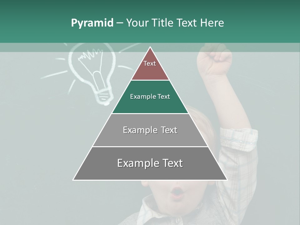 A Young Boy Pointing At A Light Bulb On A Chalkboard PowerPoint Template