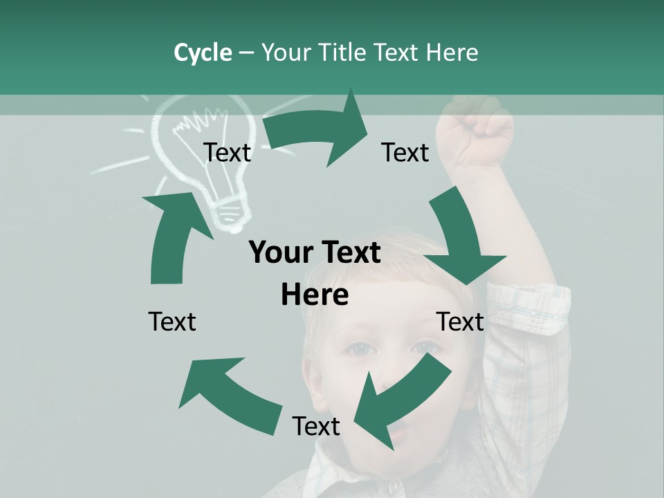 A Young Boy Pointing At A Light Bulb On A Chalkboard PowerPoint Template