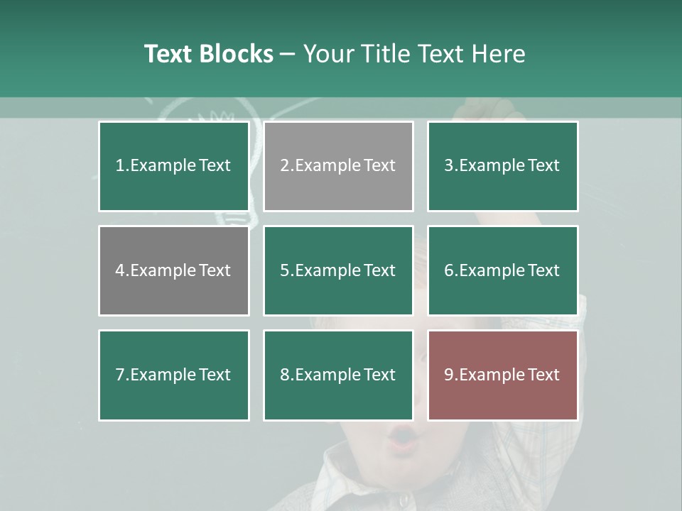 A Young Boy Pointing At A Light Bulb On A Chalkboard PowerPoint Template