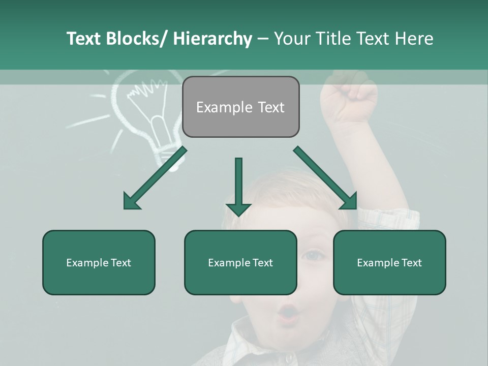 A Young Boy Pointing At A Light Bulb On A Chalkboard PowerPoint Template