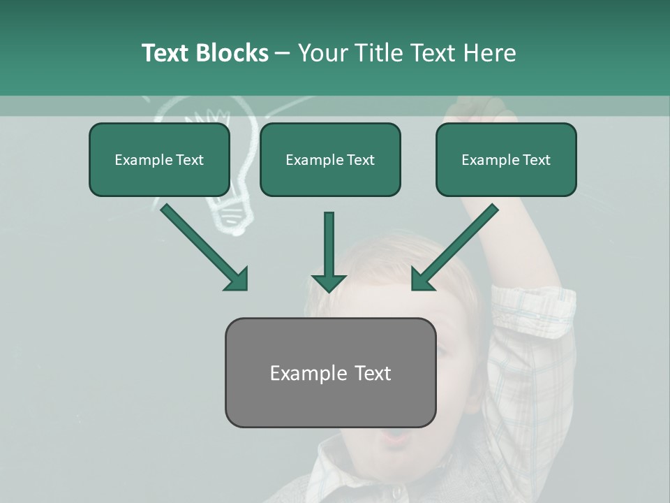 A Young Boy Pointing At A Light Bulb On A Chalkboard PowerPoint Template