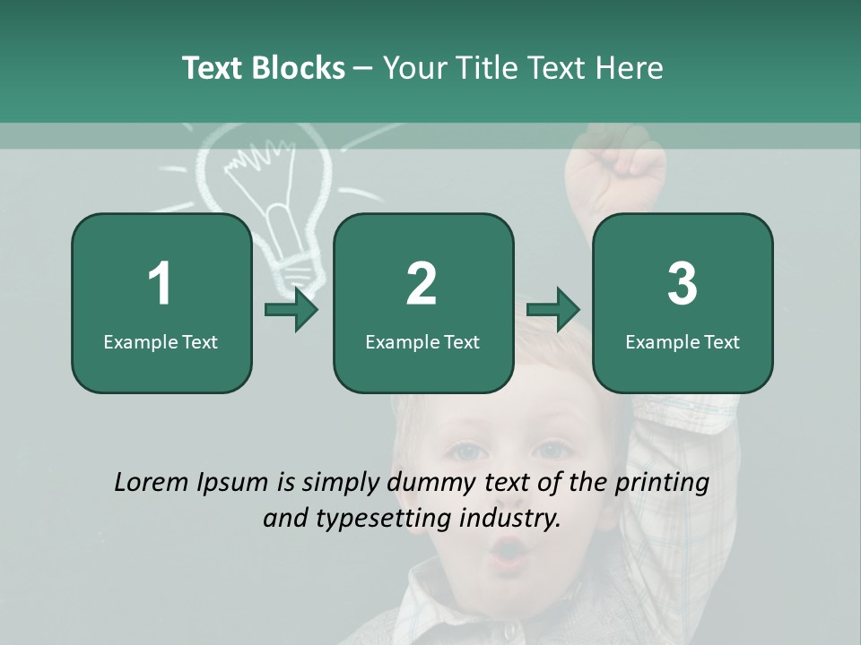 A Young Boy Pointing At A Light Bulb On A Chalkboard PowerPoint Template