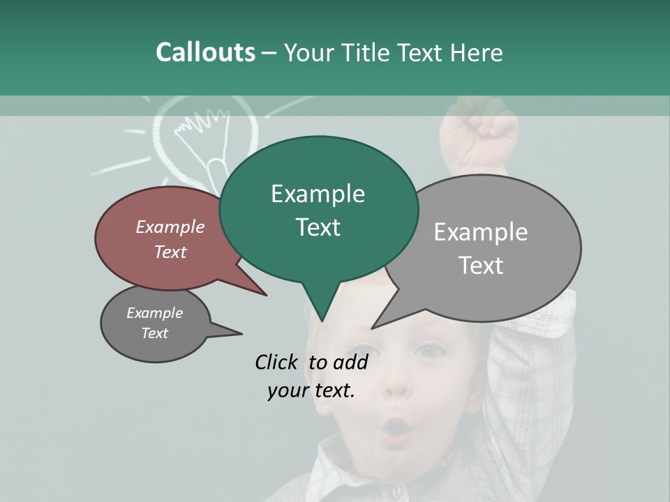 A Young Boy Pointing At A Light Bulb On A Chalkboard PowerPoint Template