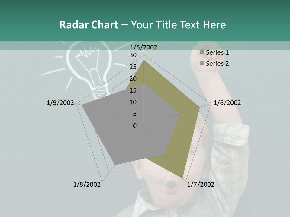 A Young Boy Pointing At A Light Bulb On A Chalkboard PowerPoint Template