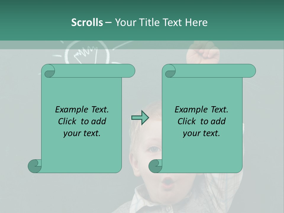 A Young Boy Pointing At A Light Bulb On A Chalkboard PowerPoint Template