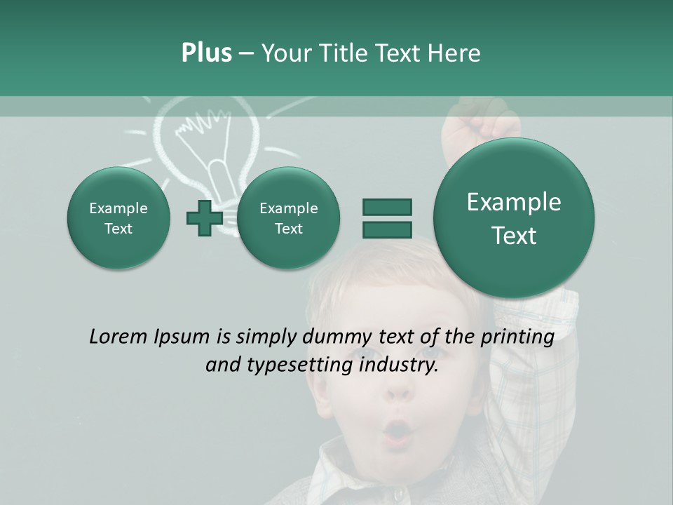A Young Boy Pointing At A Light Bulb On A Chalkboard PowerPoint Template
