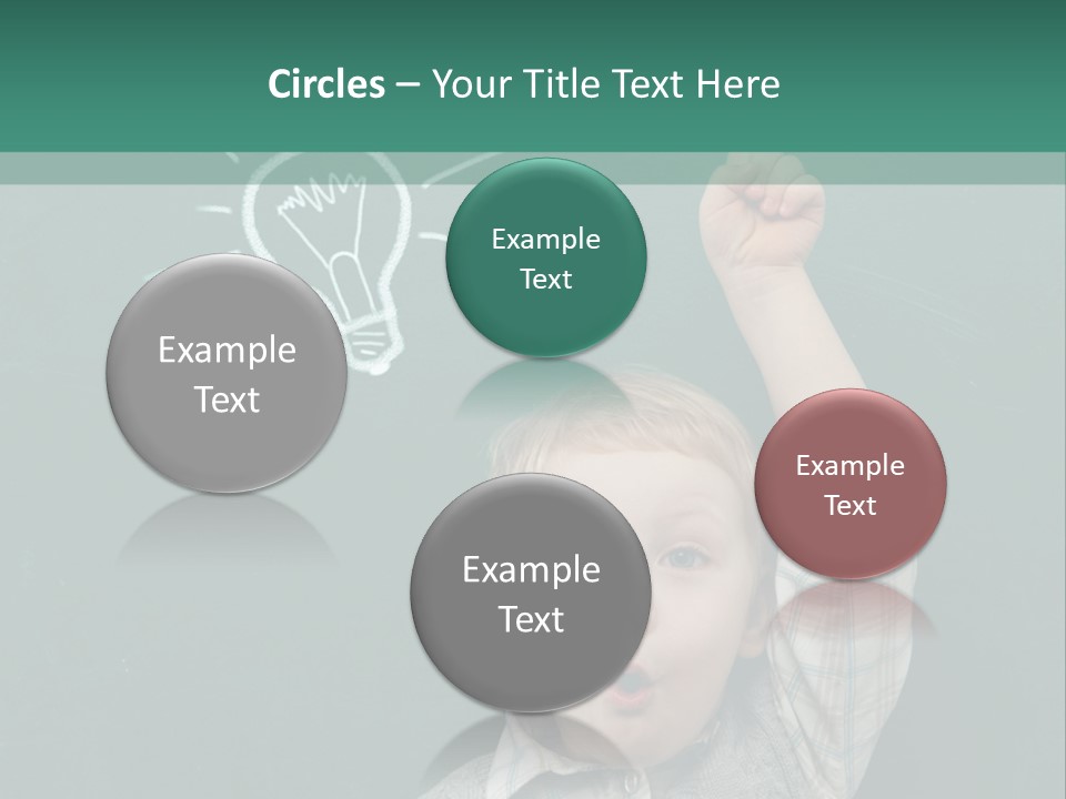 A Young Boy Pointing At A Light Bulb On A Chalkboard PowerPoint Template