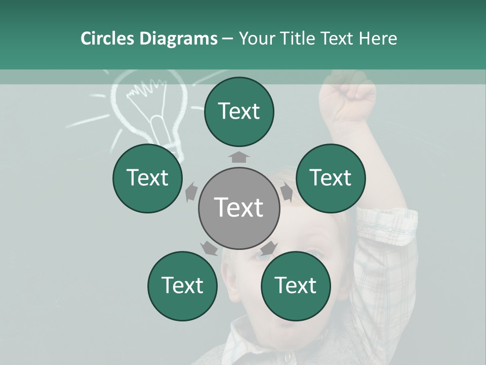 A Young Boy Pointing At A Light Bulb On A Chalkboard PowerPoint Template