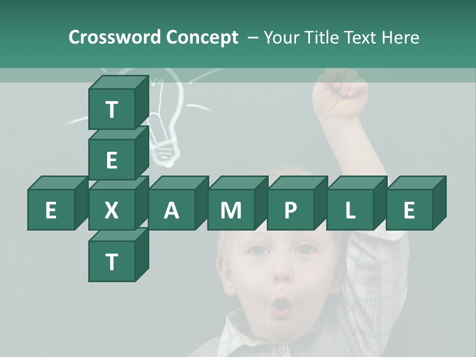 A Young Boy Pointing At A Light Bulb On A Chalkboard PowerPoint Template