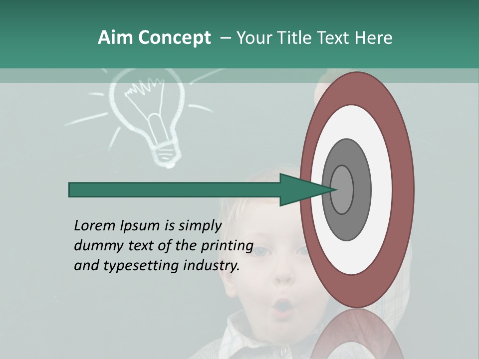 A Young Boy Pointing At A Light Bulb On A Chalkboard PowerPoint Template