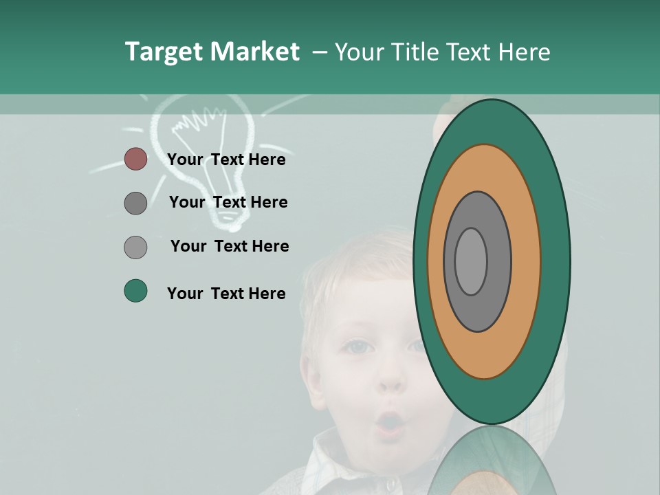 A Young Boy Pointing At A Light Bulb On A Chalkboard PowerPoint Template