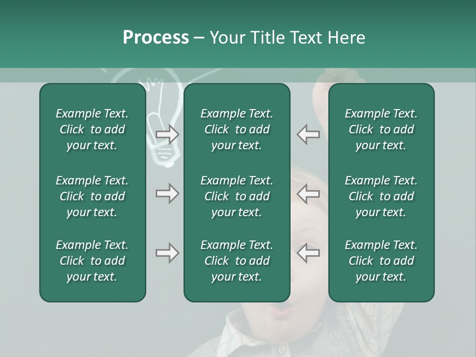 A Young Boy Pointing At A Light Bulb On A Chalkboard PowerPoint Template
