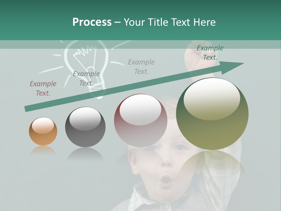 A Young Boy Pointing At A Light Bulb On A Chalkboard PowerPoint Template