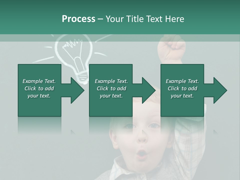 A Young Boy Pointing At A Light Bulb On A Chalkboard PowerPoint Template