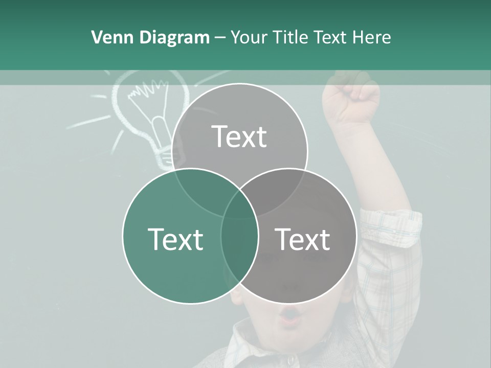 A Young Boy Pointing At A Light Bulb On A Chalkboard PowerPoint Template