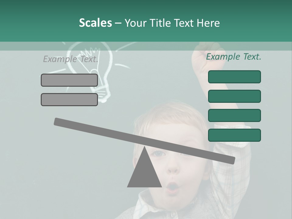 A Young Boy Pointing At A Light Bulb On A Chalkboard PowerPoint Template