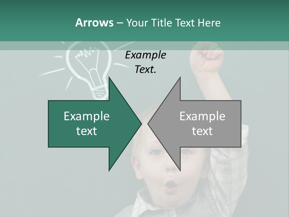 A Young Boy Pointing At A Light Bulb On A Chalkboard PowerPoint Template