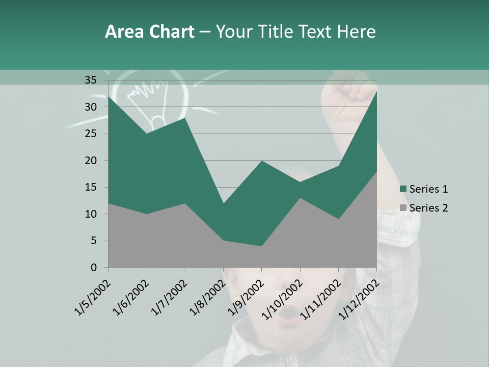 A Young Boy Pointing At A Light Bulb On A Chalkboard PowerPoint Template