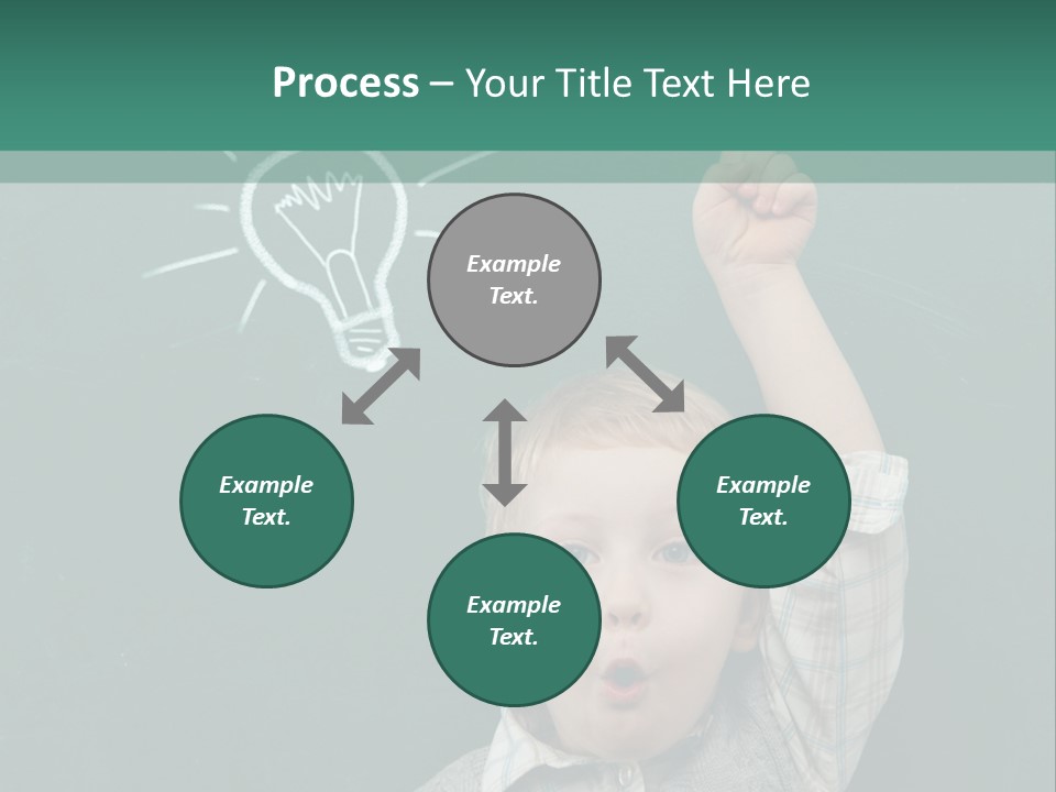 A Young Boy Pointing At A Light Bulb On A Chalkboard PowerPoint Template