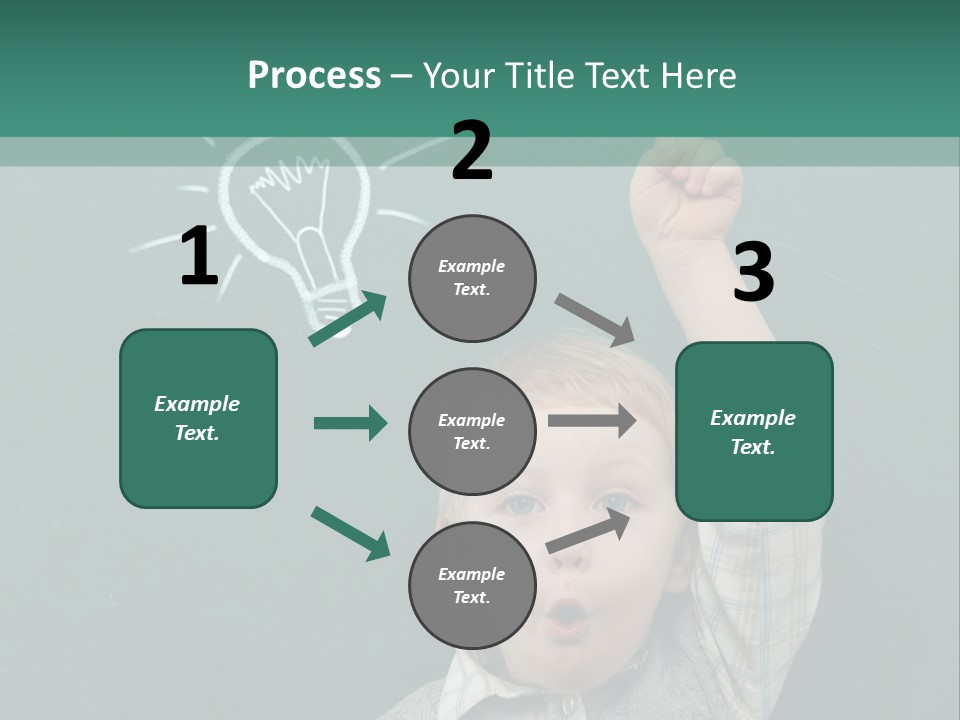 A Young Boy Pointing At A Light Bulb On A Chalkboard PowerPoint Template
