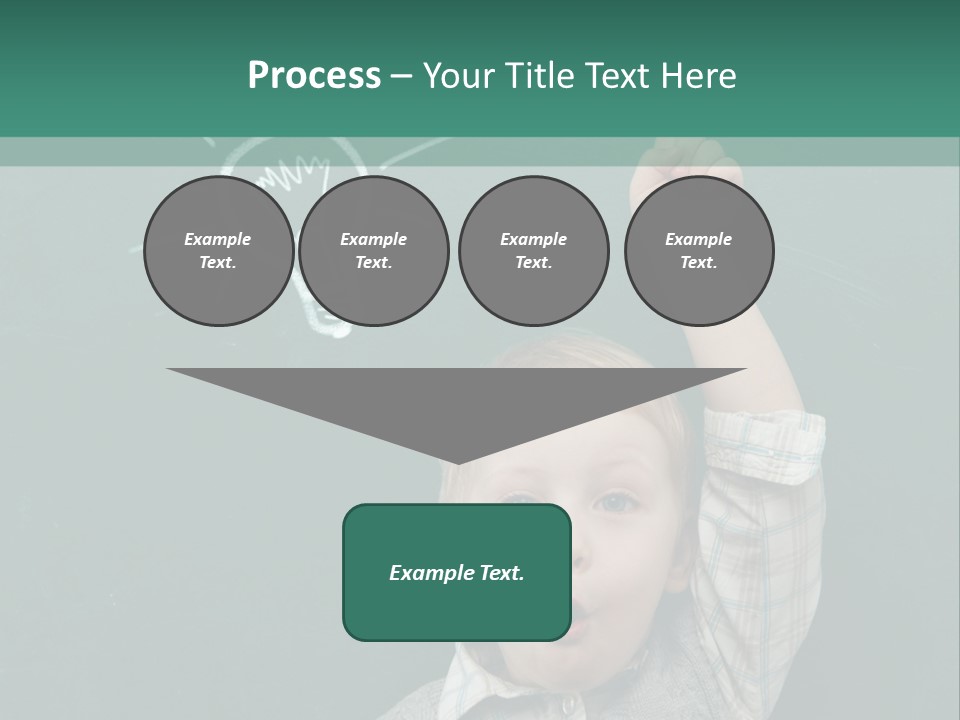 A Young Boy Pointing At A Light Bulb On A Chalkboard PowerPoint Template