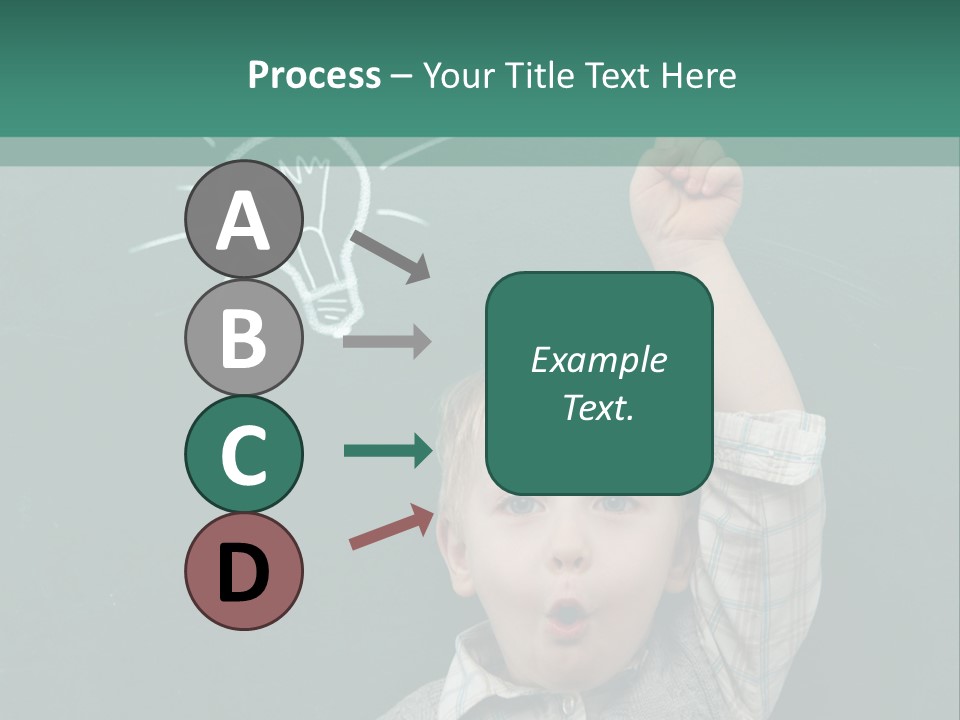 A Young Boy Pointing At A Light Bulb On A Chalkboard PowerPoint Template