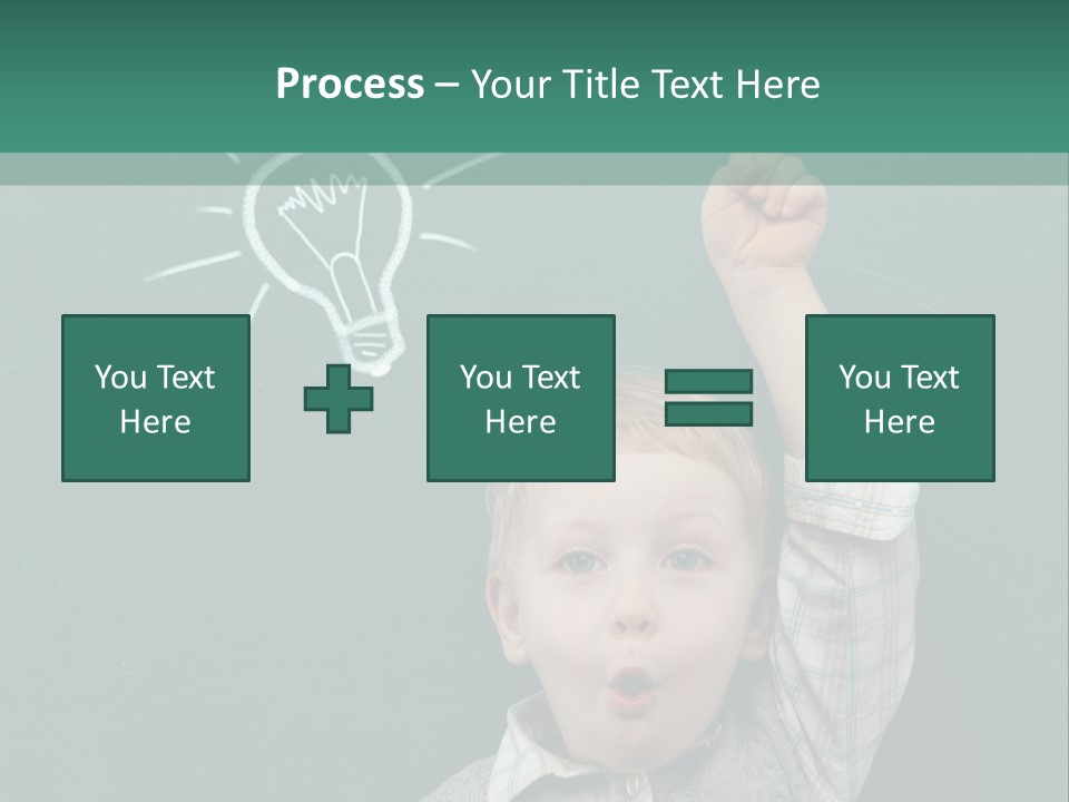 A Young Boy Pointing At A Light Bulb On A Chalkboard PowerPoint Template