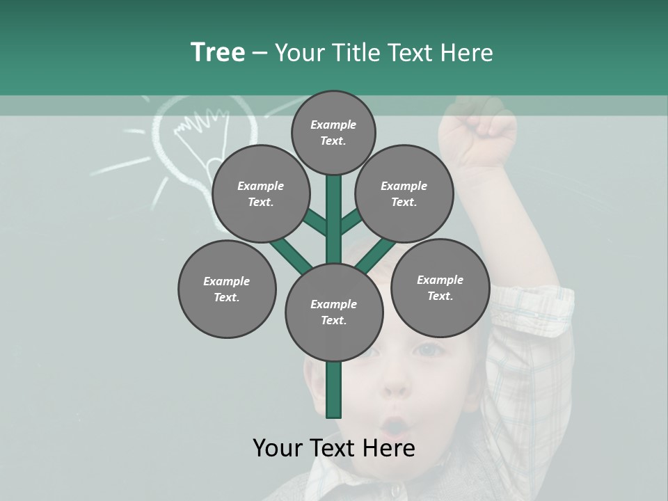 A Young Boy Pointing At A Light Bulb On A Chalkboard PowerPoint Template