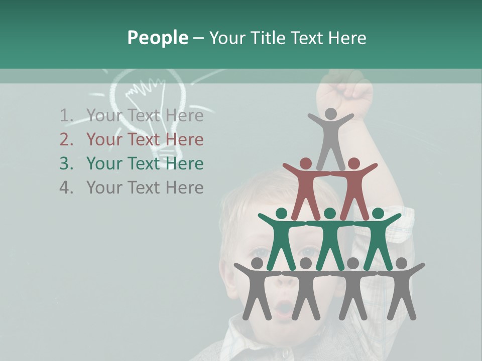 A Young Boy Pointing At A Light Bulb On A Chalkboard PowerPoint Template