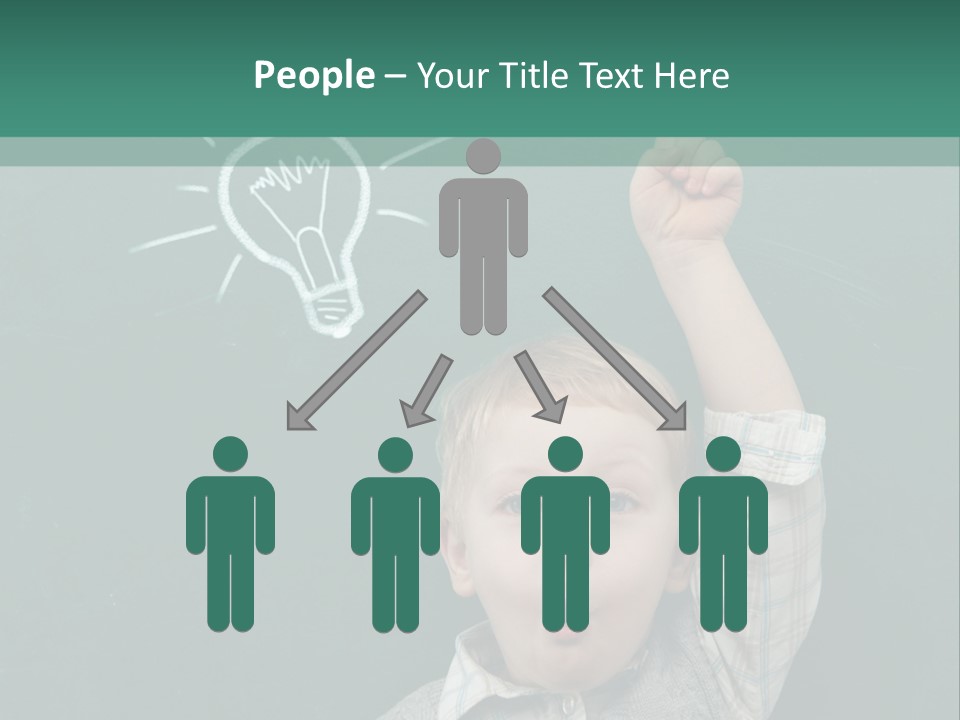 A Young Boy Pointing At A Light Bulb On A Chalkboard PowerPoint Template