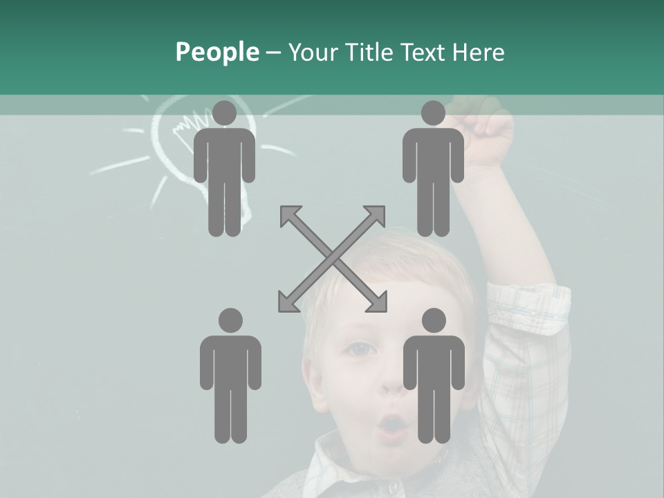 A Young Boy Pointing At A Light Bulb On A Chalkboard PowerPoint Template