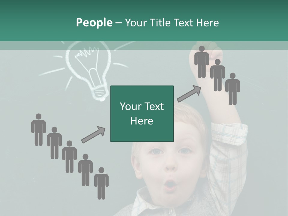 A Young Boy Pointing At A Light Bulb On A Chalkboard PowerPoint Template
