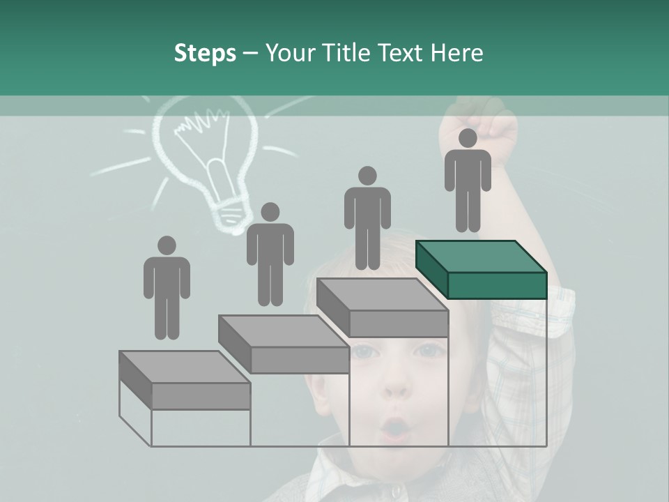 A Young Boy Pointing At A Light Bulb On A Chalkboard PowerPoint Template
