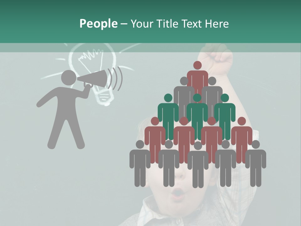 A Young Boy Pointing At A Light Bulb On A Chalkboard PowerPoint Template